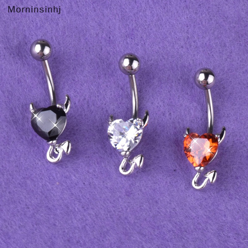 Mornin 1pcs Cincin Pusar Belly Button Glitter Love Heart Decor Navel Nail id