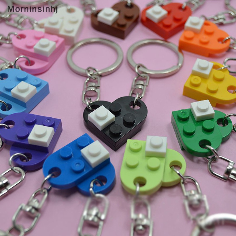 Mornin 1pasang/2pcs Love Heart Brick Keychain Wanita Pria Pasangan Persahabatan Key Ring Perhiasan Hadiah id