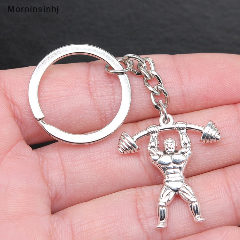 Mornin Vintage Handmade Weightlifter Pendant Keyring Gantungan Kunci Holder Souvenir Hadiah Wanita Pria Keychain DIY Metal Holder Chain Hadiah Pesta id