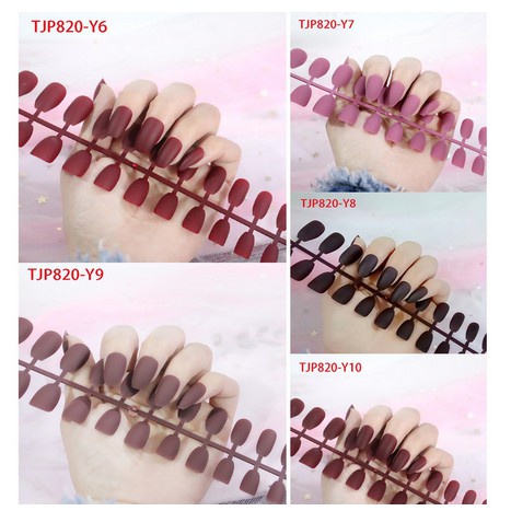 24pcs Kuku Palsu Warna Matte Halus