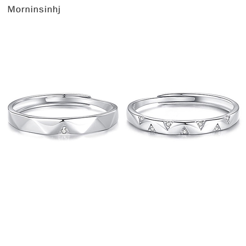 Mornin Cincin Tertanam Berlian Warna Silver Geometris Tidak Teratur Pembukaan Adjustable Finger Rings Untuk Pasangan Pecinta Perhiasan id