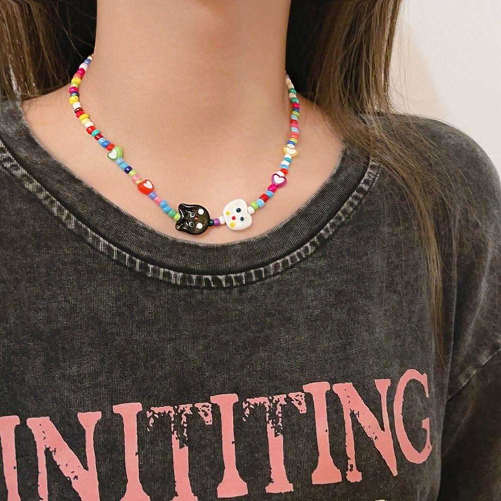 Mxbeauty Kalung Dopamin Childlike Fashion Jewelry Kitten Bracelet Heart Candy Color Animal Cat Bracelet Untuk Hadiah Ulang Tahun