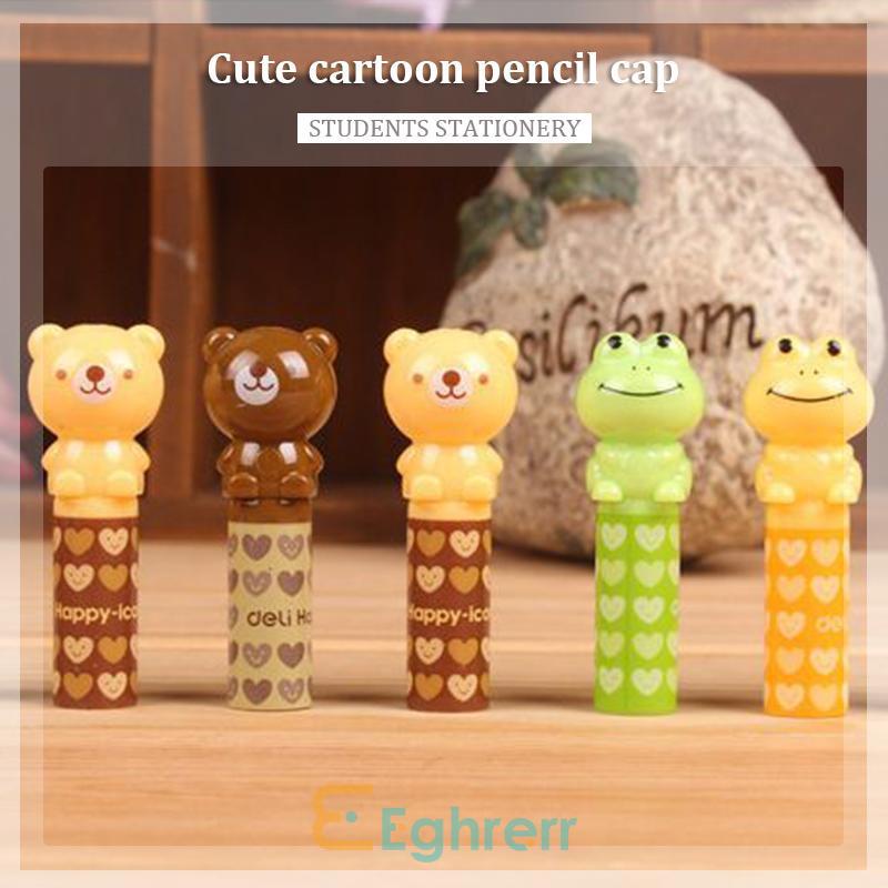

✨EG-4PCS Pensil Meliputi Tutup Pelindung Tutup Pensil Kartun Lucu Alat Tulis Siswa-Eghrerr
