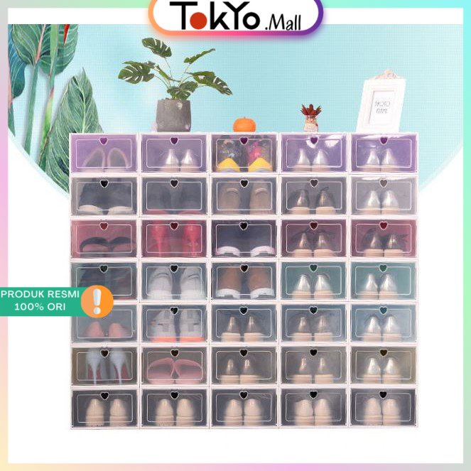 Kotak Sepatu Tebal Susun Model Laci COD Rak Plastik Storage Box Slide Aksesoris Multifungsi Perbox P