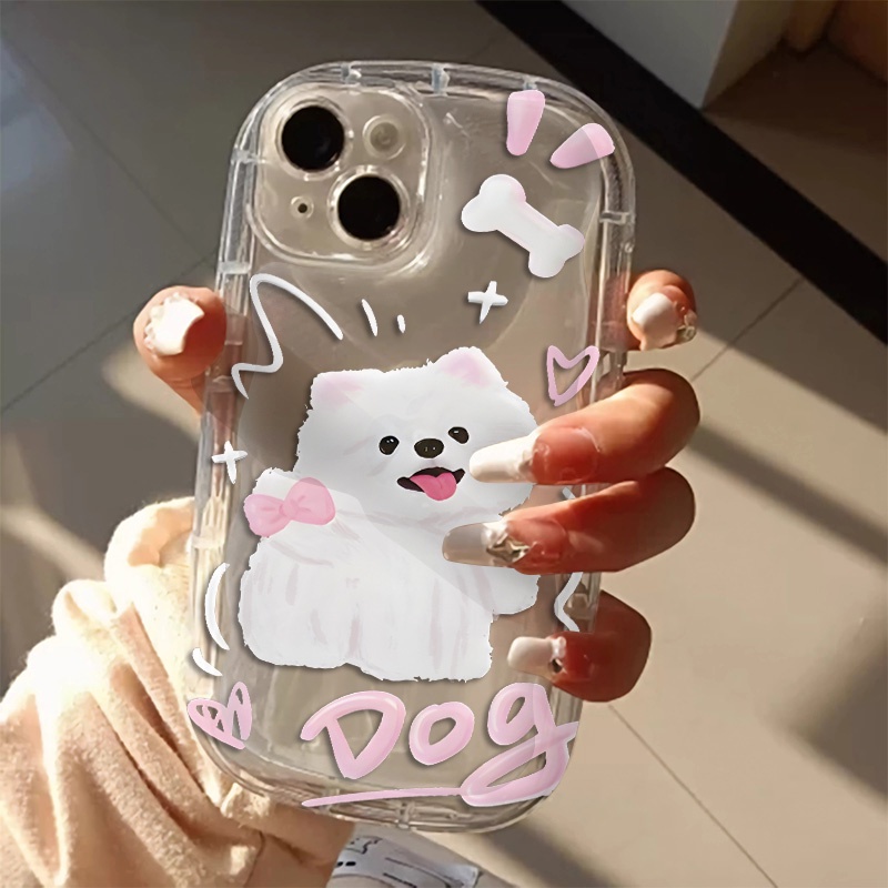 IPHONE Casing Ponsel Lembut Anjing Lucu Kompatibel Untuk Iphone14 12 13 11 Pro XS Max Casing XR X 8+ 7plus TPU Shockproof Transparan Cover Silikon