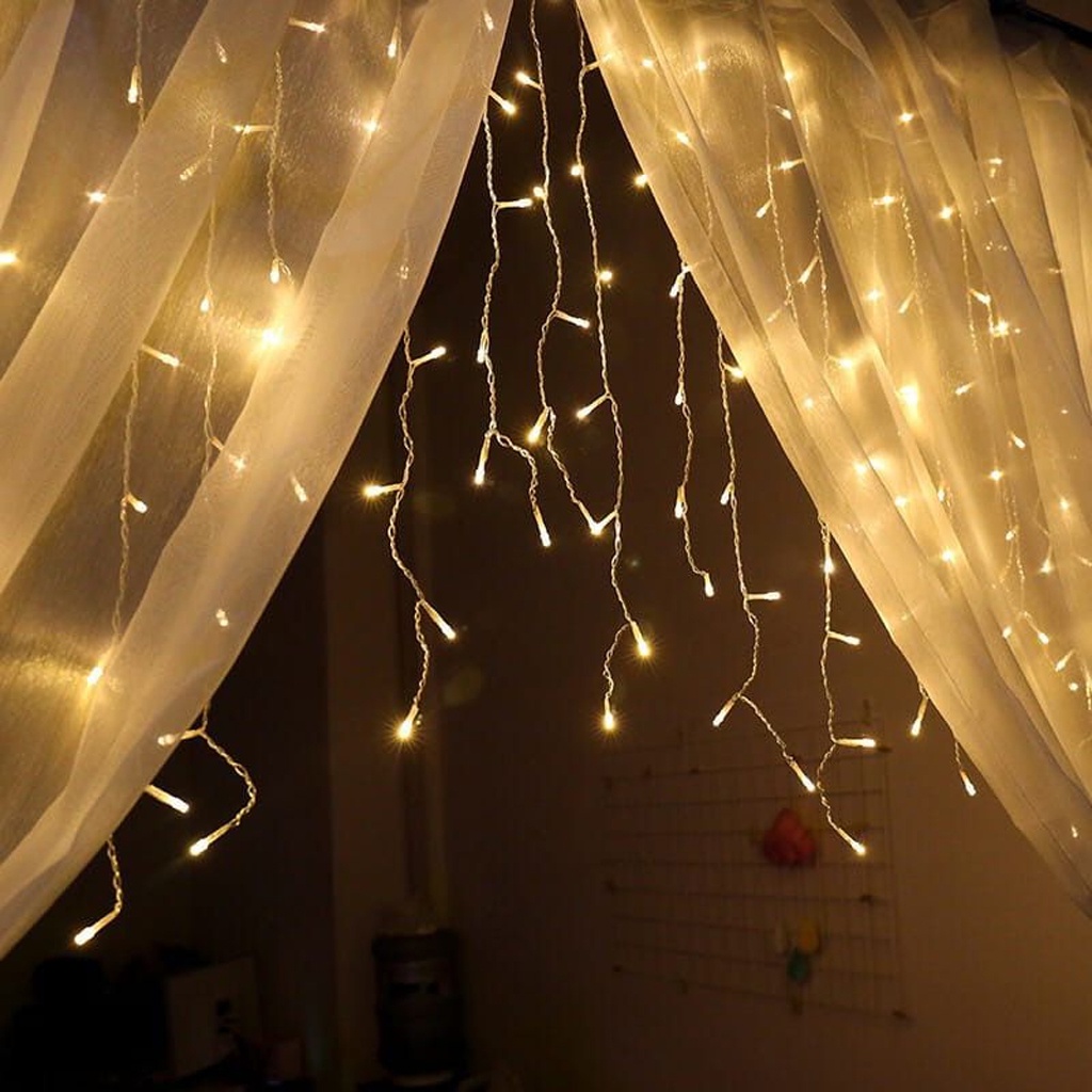 BRGUNIK 4.85 Meter Lampu Natal Tirai LED Curtain Light | Tumblr Tirai Lampu Hias Warna Warmwhite dll E023