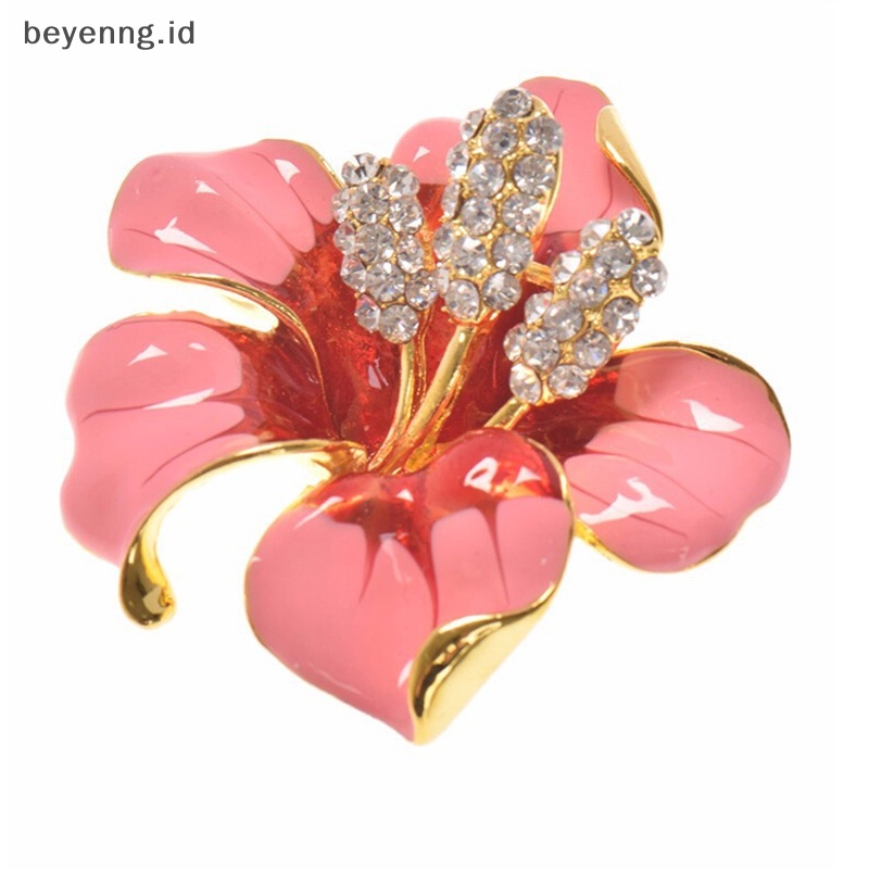 Beyen Wanita Fashion Pesona Enamel Bros Berlian Imitasi Kristal Lily Bunga Bros Pin ID