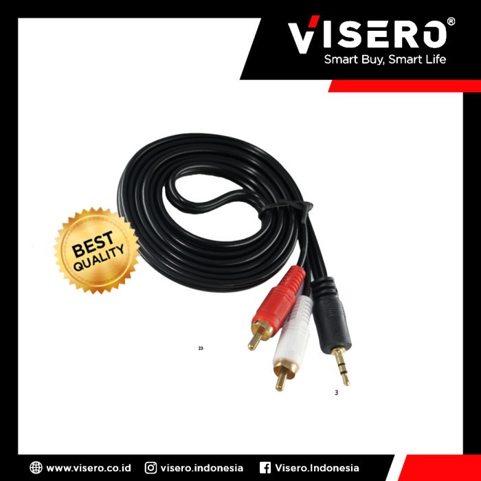 Kabel RCA 2 to MINI Stereo 2-1 Aux 3.5mm 2 ke 1 HP Android ke Speaker