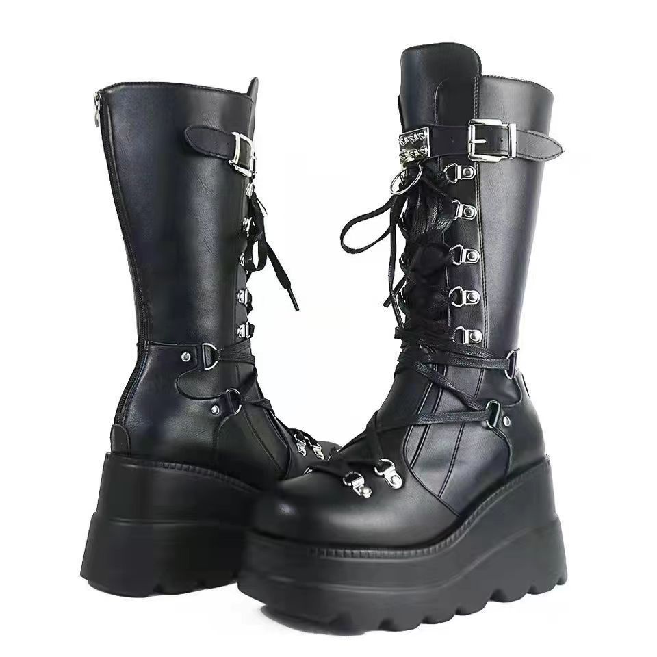 HS / Sepatu Boots chunky Panjang Wanita Hak Tinggi Fashio 291