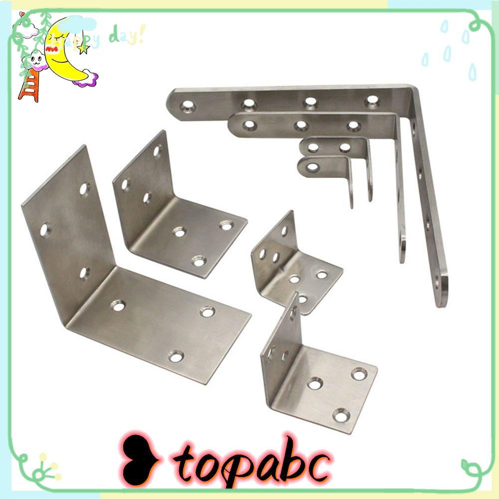 TOP 10pcs Bracket Sudut Bentuk L Dengan Sekrup Braket Sudut Siku Perlengkapan Bracket Pengikat Furniture Stainless Steel Corner