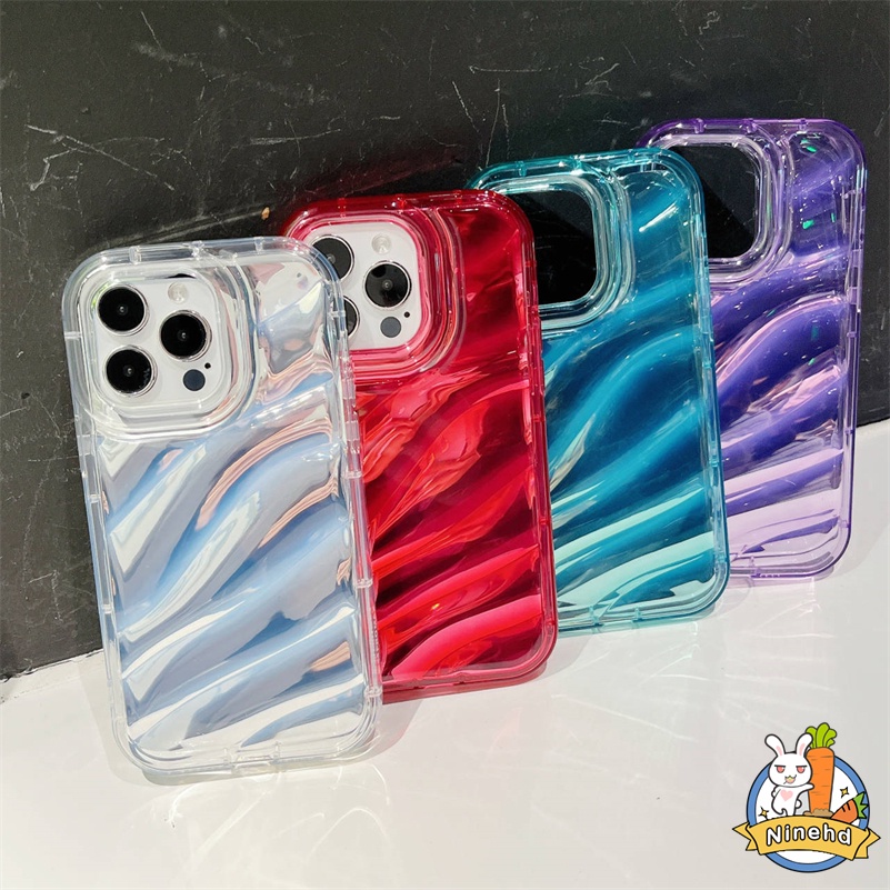 Casing iPhone Pleats Warna Permen Premium Simple Kompatibel Untuk Iphone14 13 12 11 Pro Max X Xr Xs Max 8 7 6 6s Plus SE 2020 Bening Tebal Lembut Tpu Shockproof Case Cover Pelindung