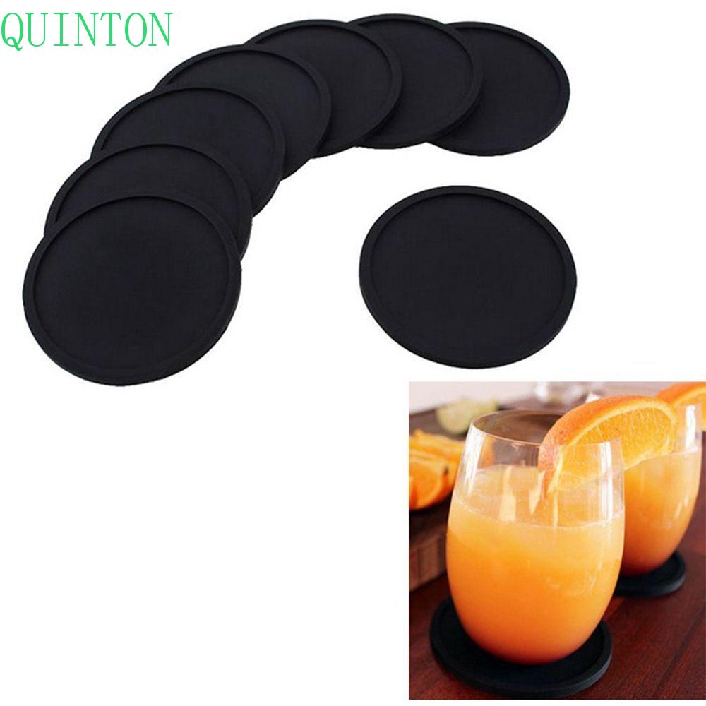 QUINTON Cup Mat Kitchen Bar Non-slip Tahan Air Silikon Bulat Tahan Lama Tebal Tatakan Minuman Tatakan Gelas Meja Cangkir