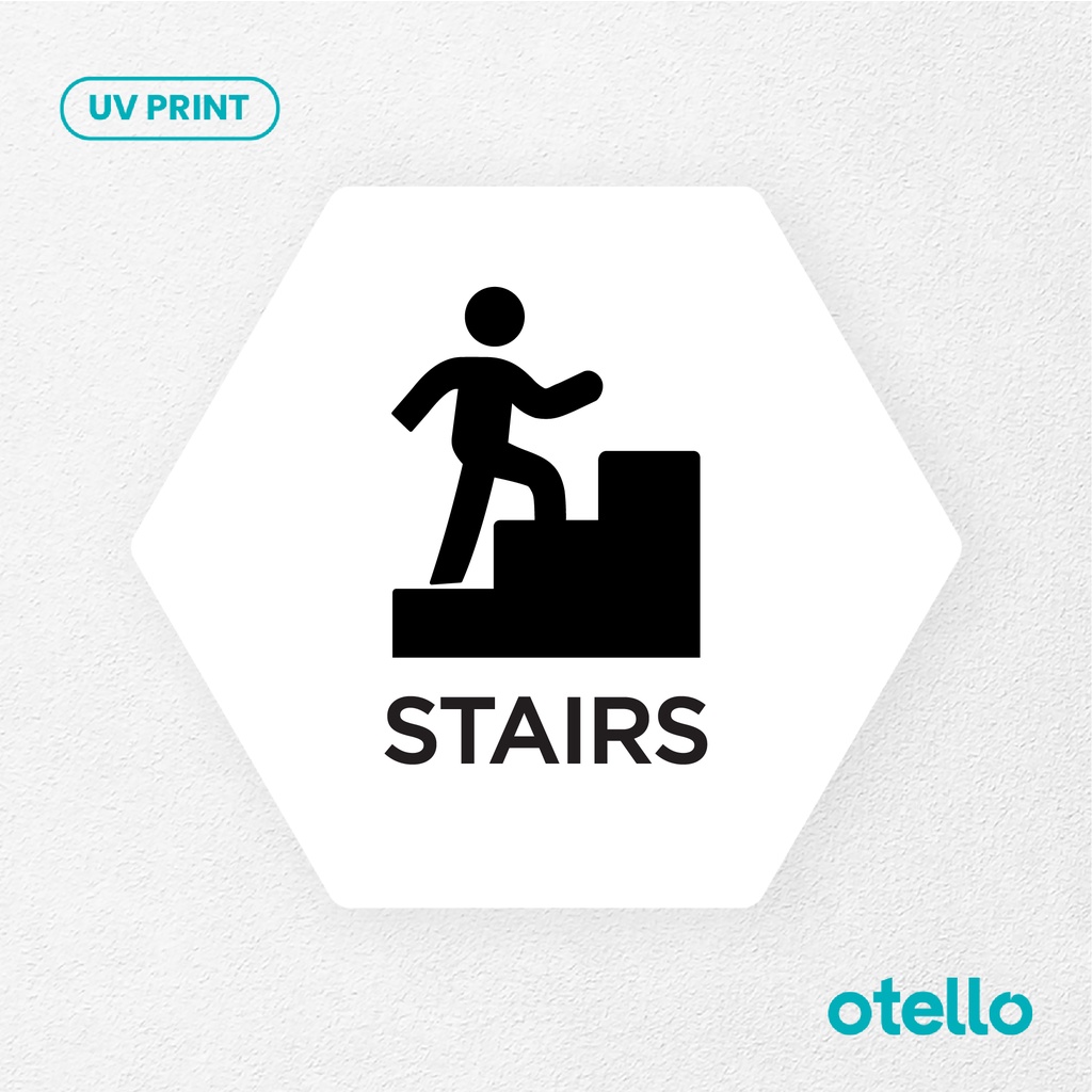 Stairs Signage Board Akrilik Tempel Dinding Papan Acrylic Sign Board Signage Tempel Dinding Tulisan Label Tanda Petunjuk Rambu Aklirik UV Print