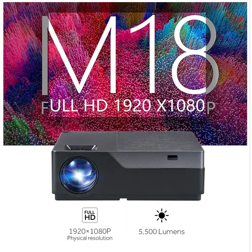 AKN88 - M18 Home Theatre LED Projector - Native Full HD 1080P - 5500 Lumens