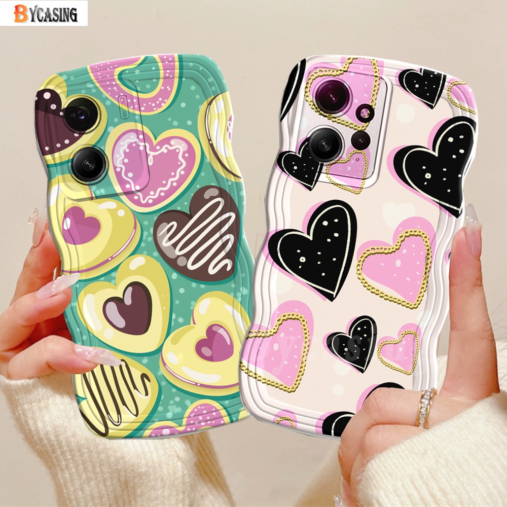 Redmi Note12 Pro Note11 Note11S Redmi A2 A1 10 10C 10A 9C 9A 9T Note10 Note9 Note8 Poco M5S M3 Pro X3 NFC Wavy Curved Edge Avocado Hijau Pink Gradasi Love Hati Couple Case BY