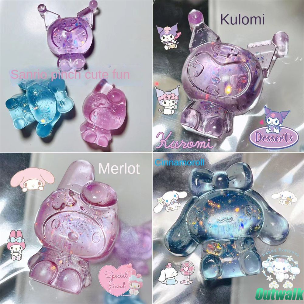 ღ Sanrio Pinch Jelly Wax Dekompresi Pegang Boneka Kawaii Kuromi My Melody Cinnamoroll Pinch Buatan Sendiri Mainan Untuk Anak-anak Hadiah Dekompresi Bersantai