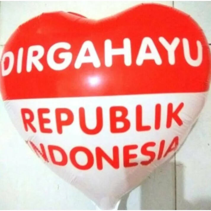Balon Foil Bendera Merah Putih 40cm/ Balon Foil Love Merah Putih / Balon Kemerdekaan HUT RI