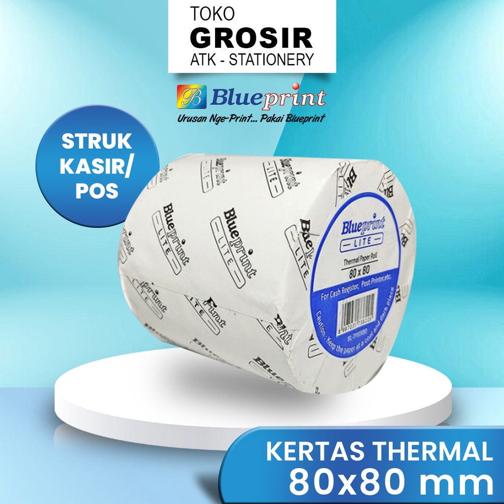 

80X80 KERTAS KASIR STRUK KERTAS THERMAL TERMAL EDC PPOB BLUEPRINT LITE 80MM X 80 3