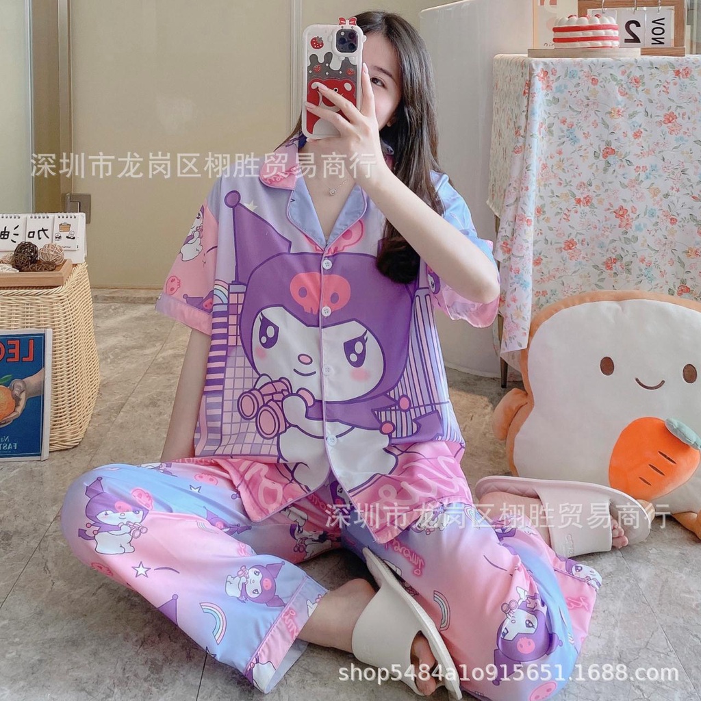 baju tidur sanrio wanita dewasa Piyama  tidur cinnamoroll kuromi melody milk slik