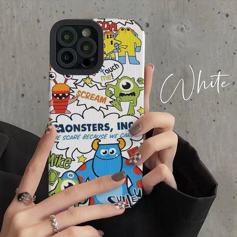 【Lamb Skin】SoftCase for IPhone 6S 7 Plus 8 Plus X XS XR XS Max 11 13 12 14 PRO Max 14 Plus 12 13 MINI Phone Case White Monster university Cartoon Cute Casing hp iPhone 13 Pro Max