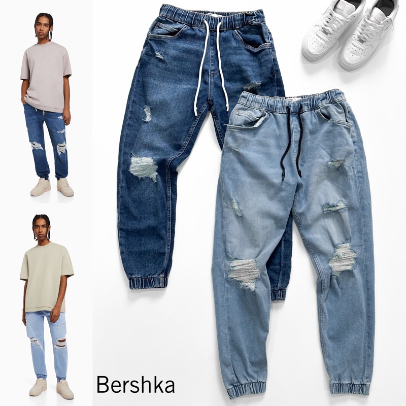 BERSHKA Ripped Jogger Jeans