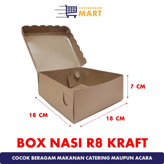 

Paper Lunch Box Kraft Full Laminasi Kotak Nasi Dus Nasi 18x18x7cm - Non Laminasi