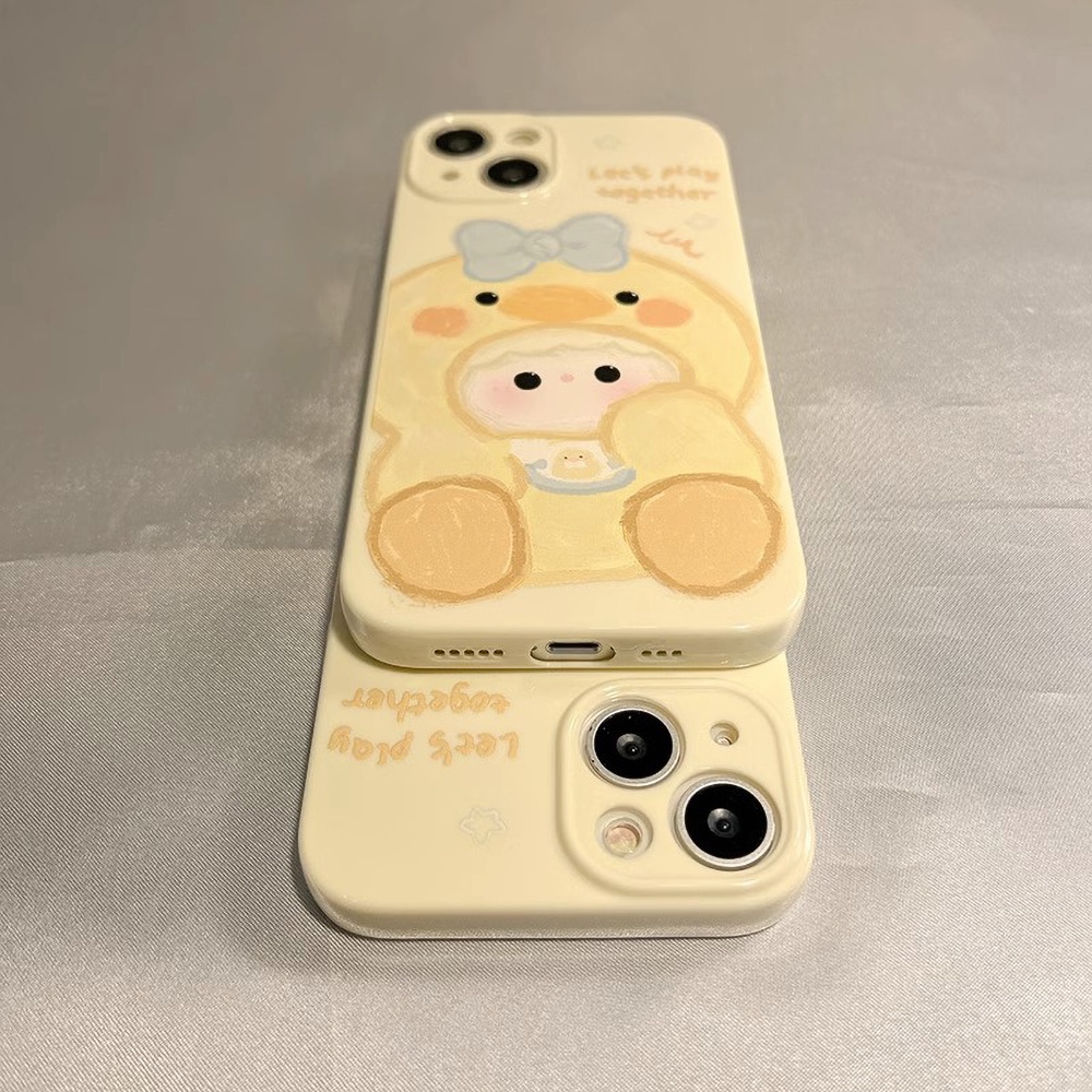 Casing Ponsel Bebek Kembung Kuning Susu Kompatibel Untuk iPhone 14 Pro Max13 12 11 Pro Max TPU Lembut Shockproof Sarung Handphone