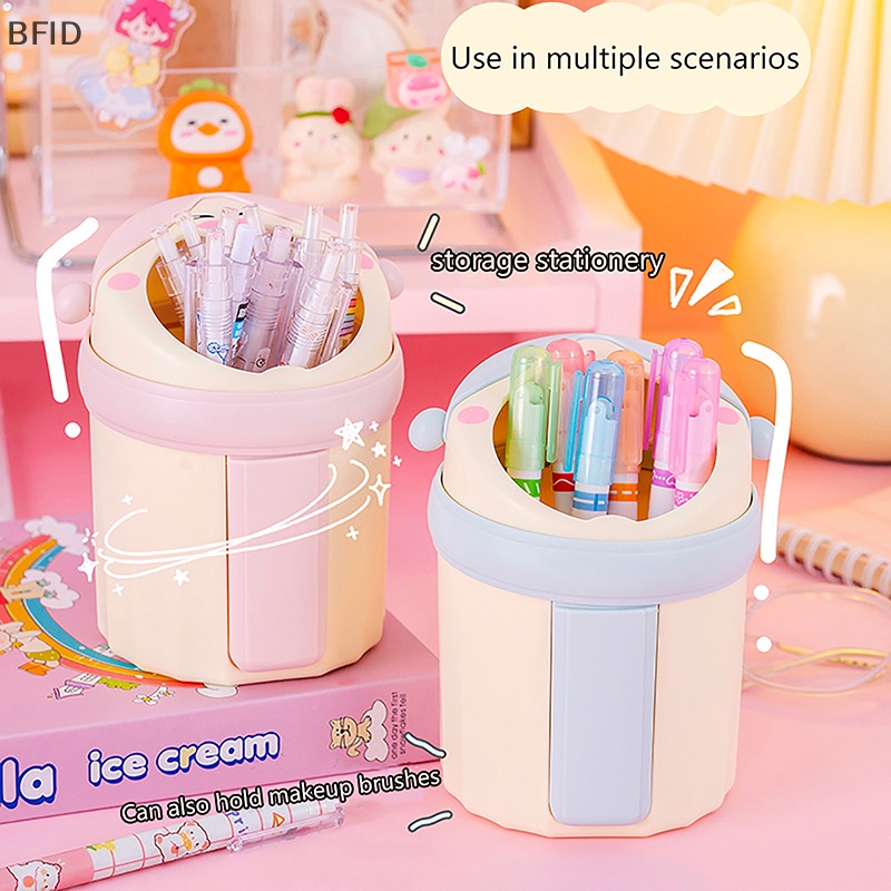 [BFID] Novelty Kapasitas Besar Tempat Pulpen Operasi Sederhana Burr Gratis Makeup Brush Organizer Gaya Putri Pensil Gel Pen Storage Bucket [ID]