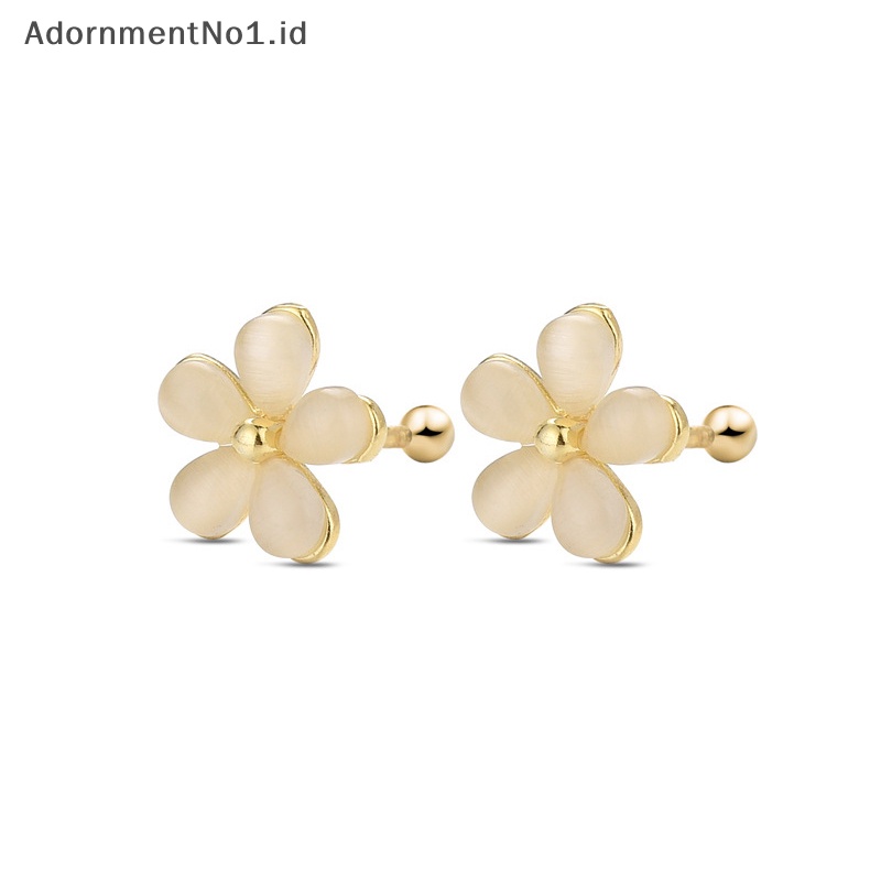 [AdornmentNo1] 1pasang Ins Opal bunga anting untuk wanita telinga tulang kuku Cartilage Earring Spiral Stud tubuh perhiasan hadiah