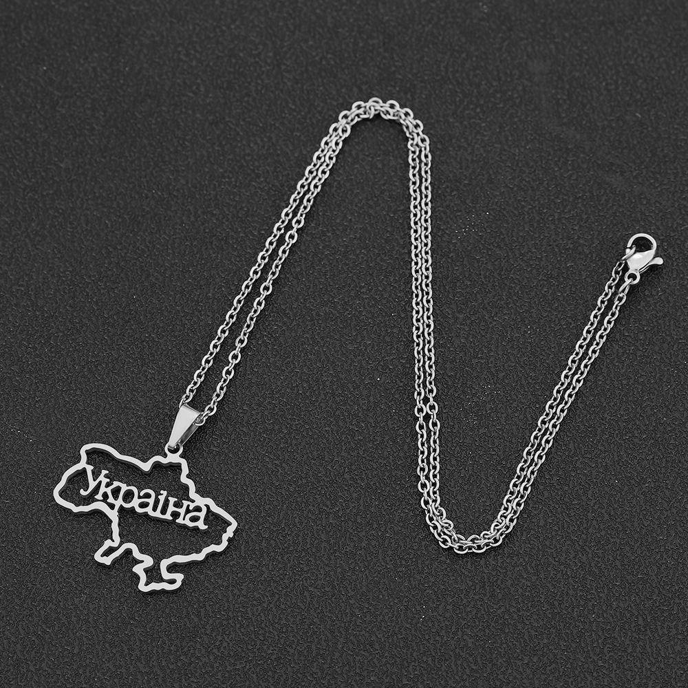 LILY Kalung Liontin Garis Besar Geometris, Kalung Liontin Peta Baja Titanium, Hadiah Baru Perhiasan Emas Gaya Etnik Kalung Untuk Wanita