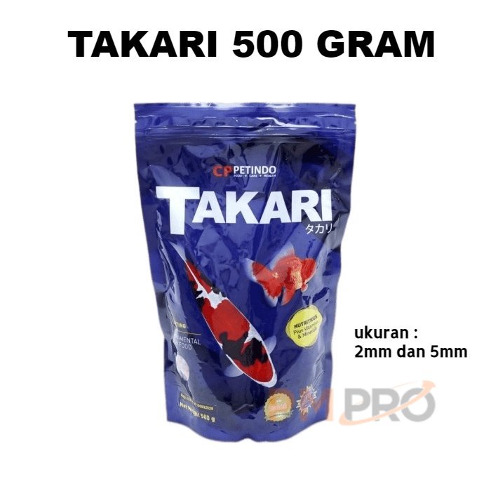 Takari Fish Food 500 Gram Size 2 Dan 5 Mm Petindo Pelet Makanan - Pakan Ikan Bervitamin Dan Berprote