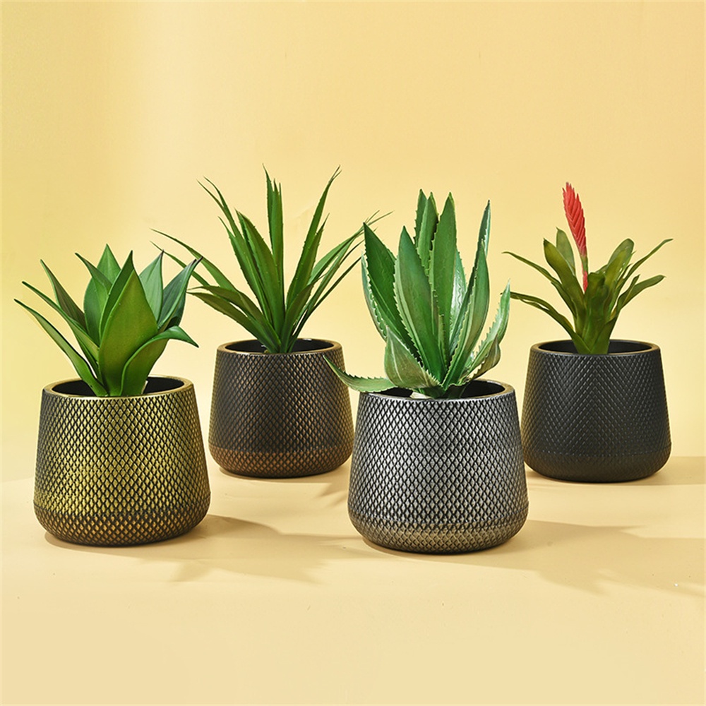 ღ Tanaman Desktop Pot Pot Bunga Plastik Retro Sederhana Succulent Tanaman Pot Plastik Bulat Pot Bunga Tanaman Dekorasi Rumah Kantor Wadah Pot