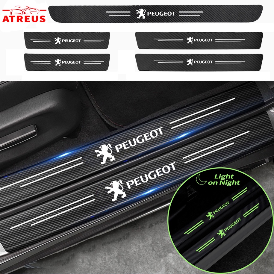 Luminous Stiker Pelindung Pintu Mobil Peugeot Anti Gores Threshold Strips Mobil Stiker Untuk Peugeot 206 208 207 307 308 2008 3008 508 408 5008 406