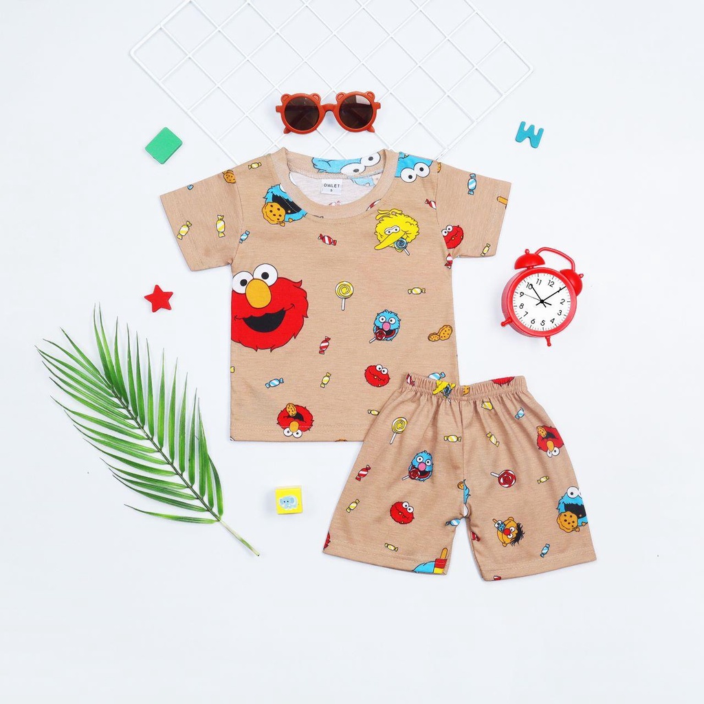 Owlet - setelan anak laki / setelan anak bergambar / setelan anak full print