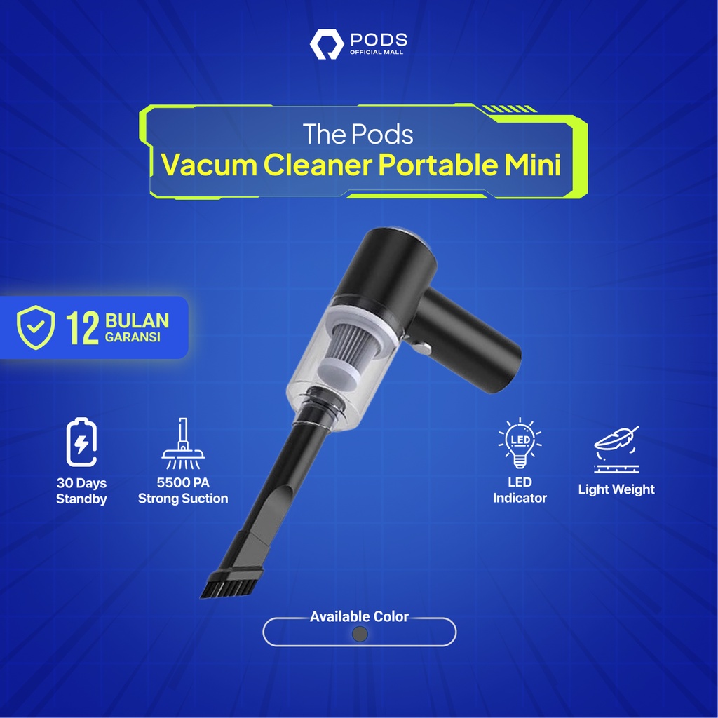 ThePods Vacum Cleaner Portable Mini 2 in 1 Nikrabel Vacuum Cleaner Penyedot / Penghisap Debu Laptop, Meja, Mobil, Rumah by Pods Indonesia