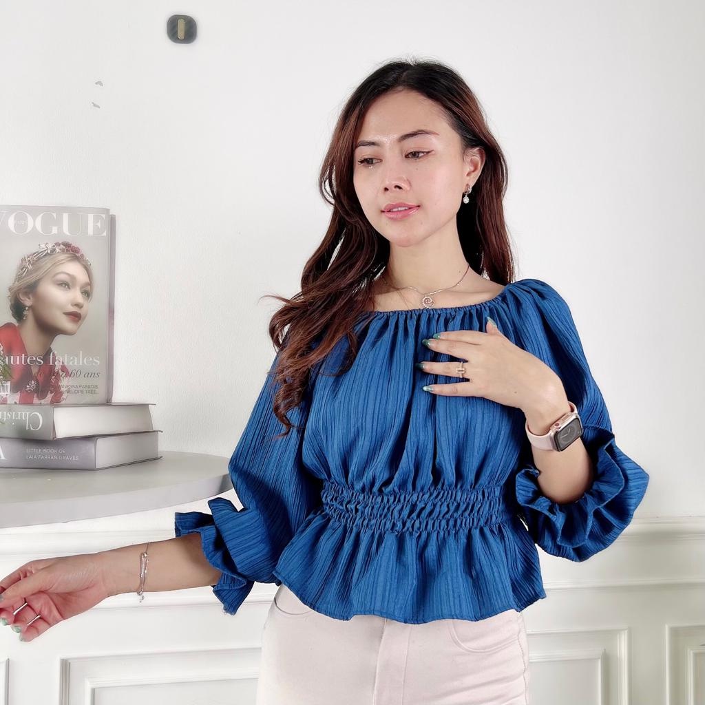 BEFAST - ZEC OOTD WANITA BLOUSE ALEA / Qenia LADY CRUSH Blouse / Atasan Wanita Lengan Panjang / Blouse Wanita Model Terbaru / Fashion kekinian Remaja ABG Trendy / Blouse Polos Formal / Pakaian Casual Wanita Kerja