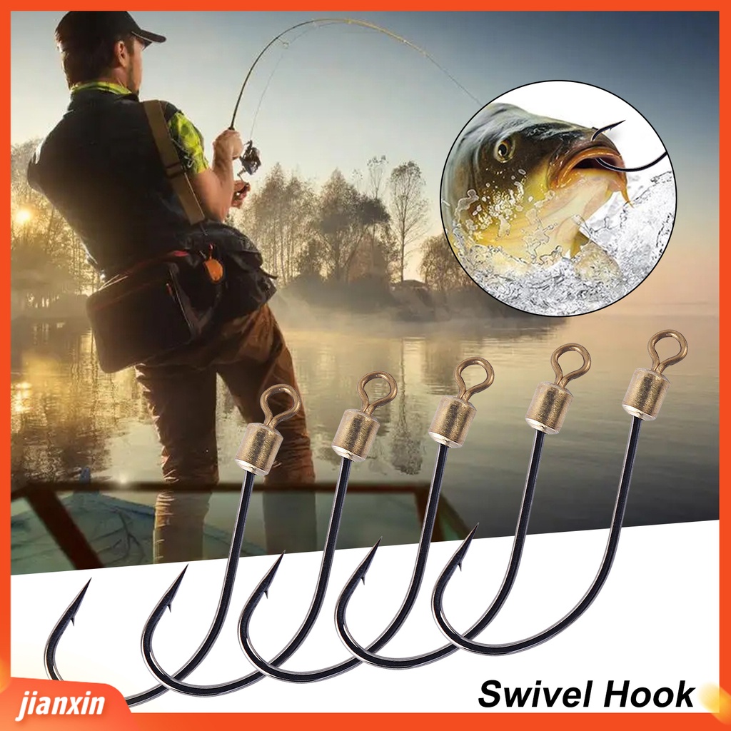 (In Stock) 5Pcs /Bag 6-16 Kait Pancing Dengan Putar Rotating Tajam Duri Tahan Karat Memperbaiki Ikan Gurame Stainless Steel Heavy Duty Carp Fishing Fishhooks Untuk Memancing Di Luar Ruangan