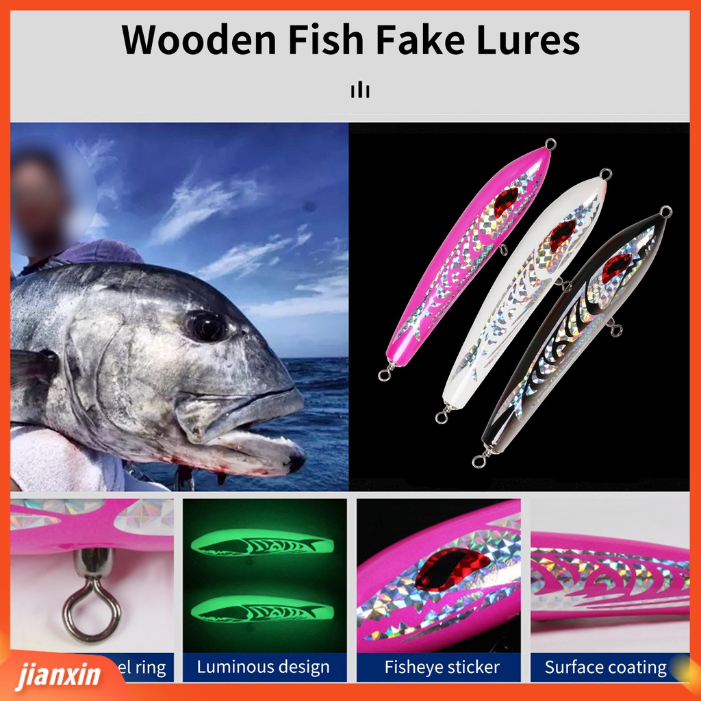 (In Stock) Umpan Pancing Dengan Stiker Mata Ikan Natural Driftwood 90g /23cm Floating Bait Sea Fishing Lure Alat Pancing