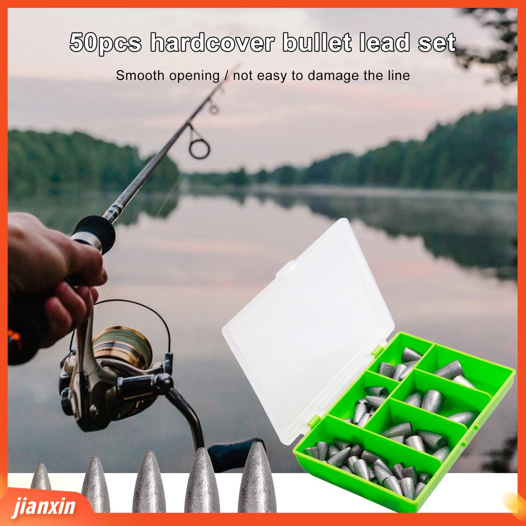 (In Stock) 50Pcs /Set Memancing Memimpin Padat Merampingkan Desain Liontin Memimpin Ringan Set Memancing Korek Peluru Untuk Outdoor
