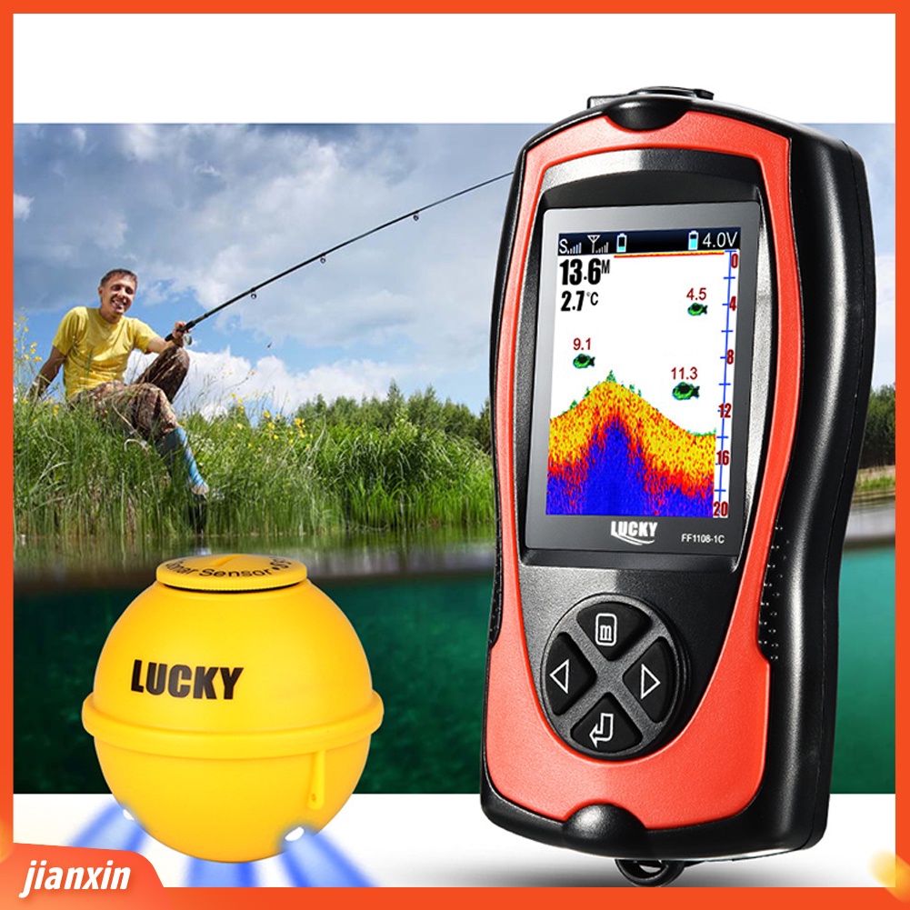 (In Stock) 45m Kedalaman Kejernihan Tinggi LCD Nirkabel Sensor Sonar Transducer Pencari Ikan Detektor Memancing