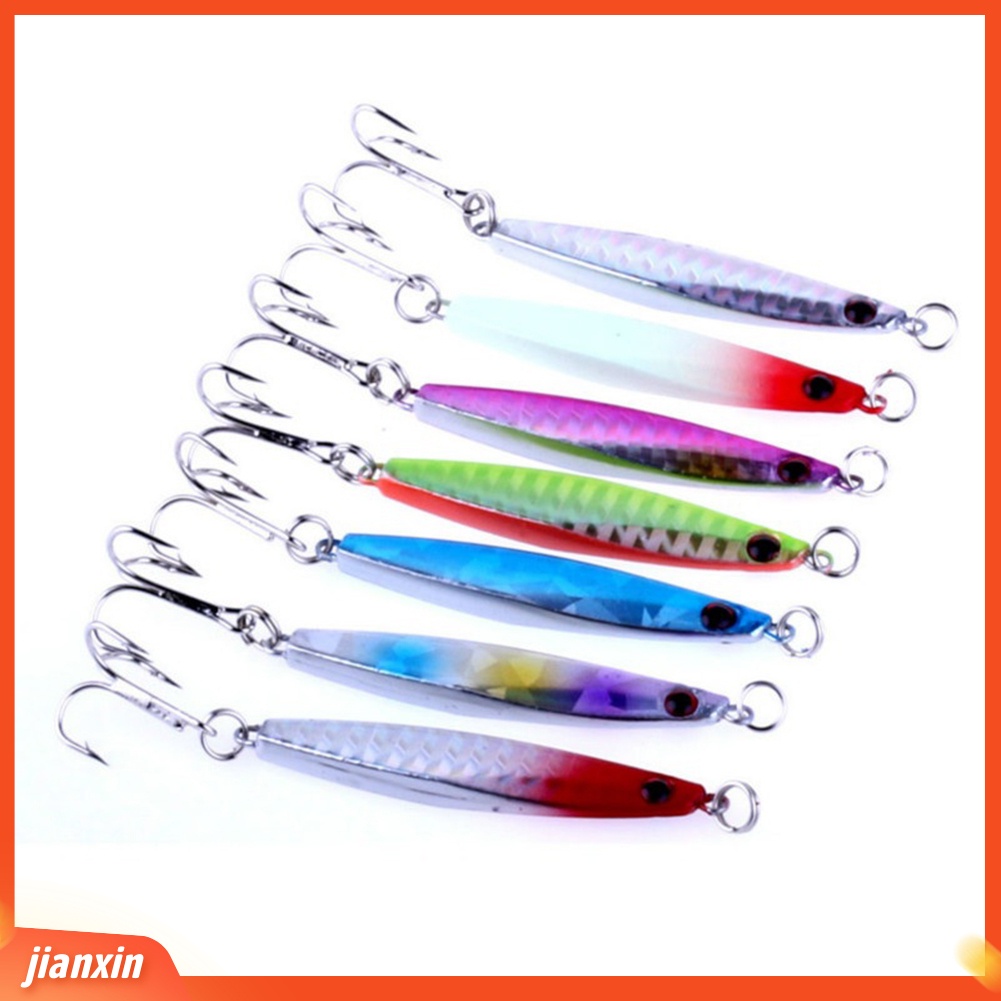 (In Stock) 7Pcs Logam Buatan Laser Umpan Pancing Tenggelam Umpan Bergaris Bass Trout Tackle