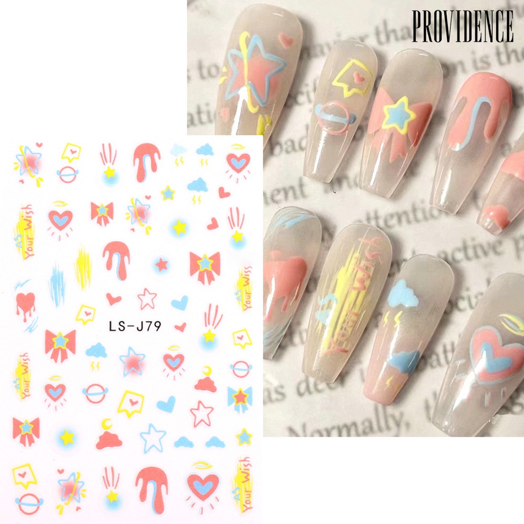 Providence 2lembar Cinta Lucu Jantung Nail Art Stiker Gaya Manis Ultra-Tipis Jantung Decals DIY Manicure Perekat Dekorasi Kuku Perlengkapan Kuku