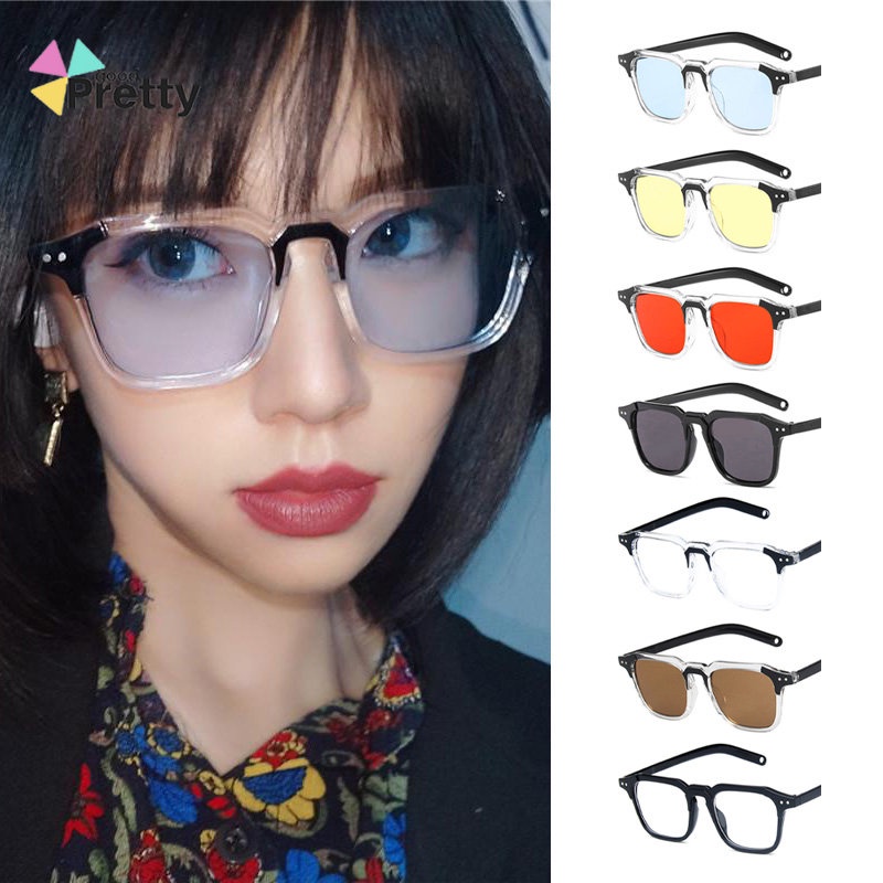 Kacamata Hitam Kacamata gaya terbaru Bingkai Persegi Korean Fashion Sunglasses Wanita Dan Pria