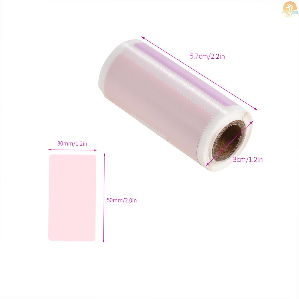 In Stock 3roll Label Thermal Langsung Perekat Diri Kertas Thermal Roll BPA-Free 2x1.2 Inch 100label/Roll Kompatibel Dengan PeriPage Poooli Pocket Thermal Printer