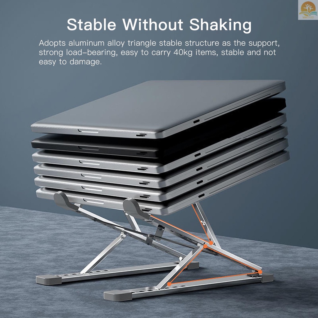 In Stock Portable Laptop Stand Ergonomic Aluminum Alloy Laptop Riser Double Height Adjustment Foldable  Notebook Holder Stand for 11-17 Inches Laptop