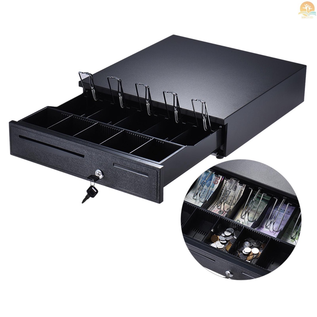 In Stock Heavy Duty Electronic Cash Drawer Box Case Storage 5tagih 5tray Koin Cek Masuk Support Buka Manual Otomatis Key-lock RJ11 Untuk Printer Epson Star POS Mesin Kasir Uang - Coin