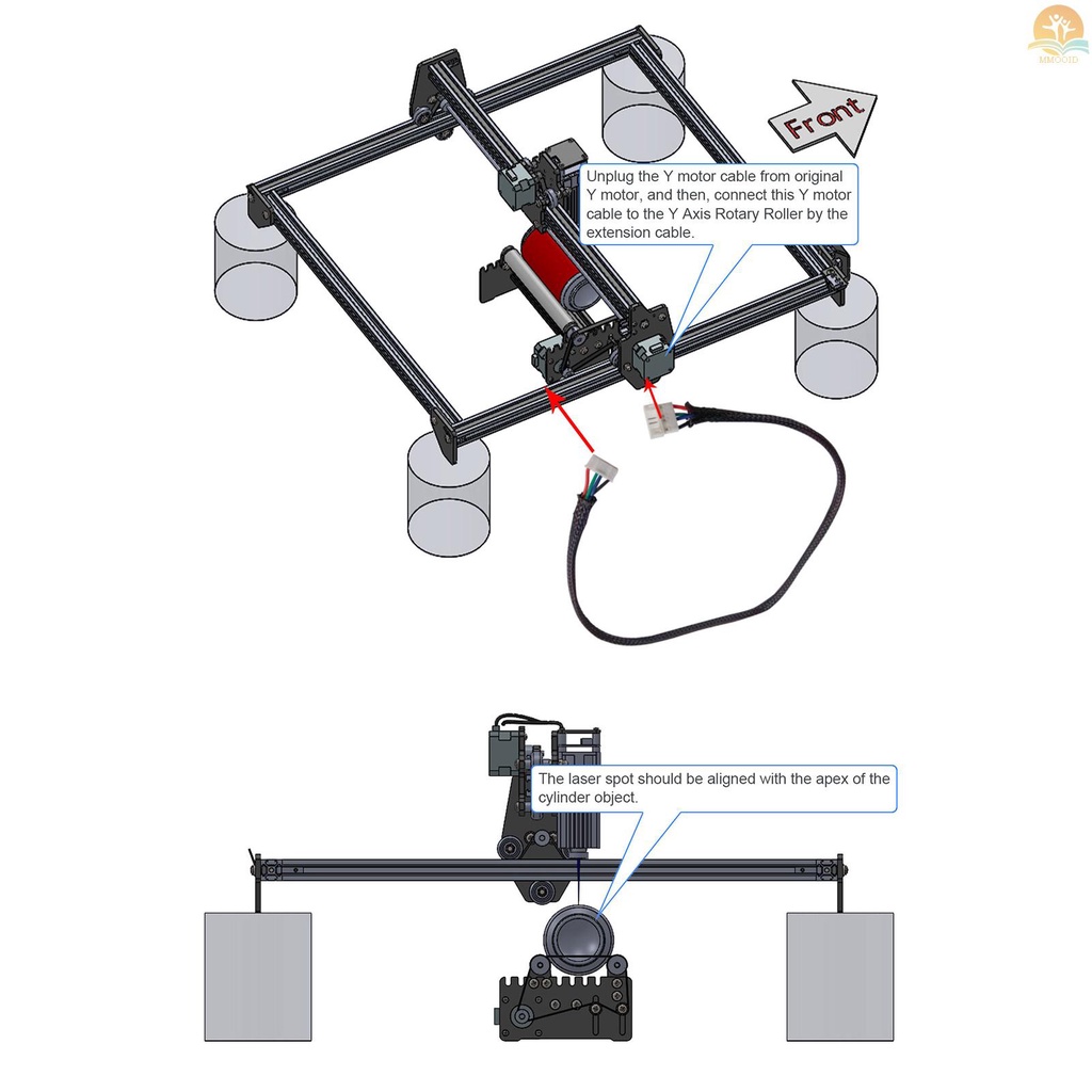 In Stock Y-aixs Rotary Roller Otomatis Untuk Ortur Mesin Laser Grafir Ortur 3D Printer Laser Master/ Laser Master2