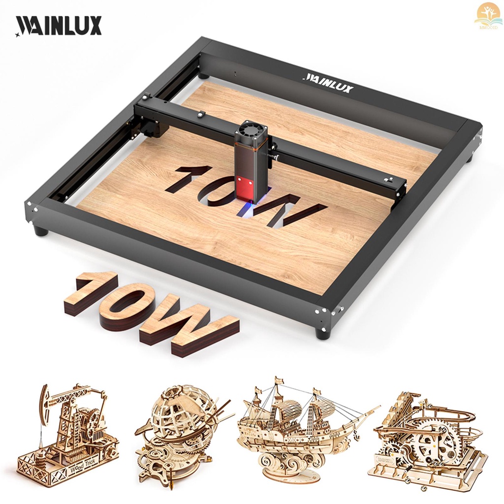 In Stock WAINLUX JL7 Laser Engraver 10W Daya Laser 400x400mm Area Ukiran 10000mm/min Engrave Speed Support Ukiran Offline Dengan Pelindung Pelindung Mata Desain Rakitan Cepat Untuk