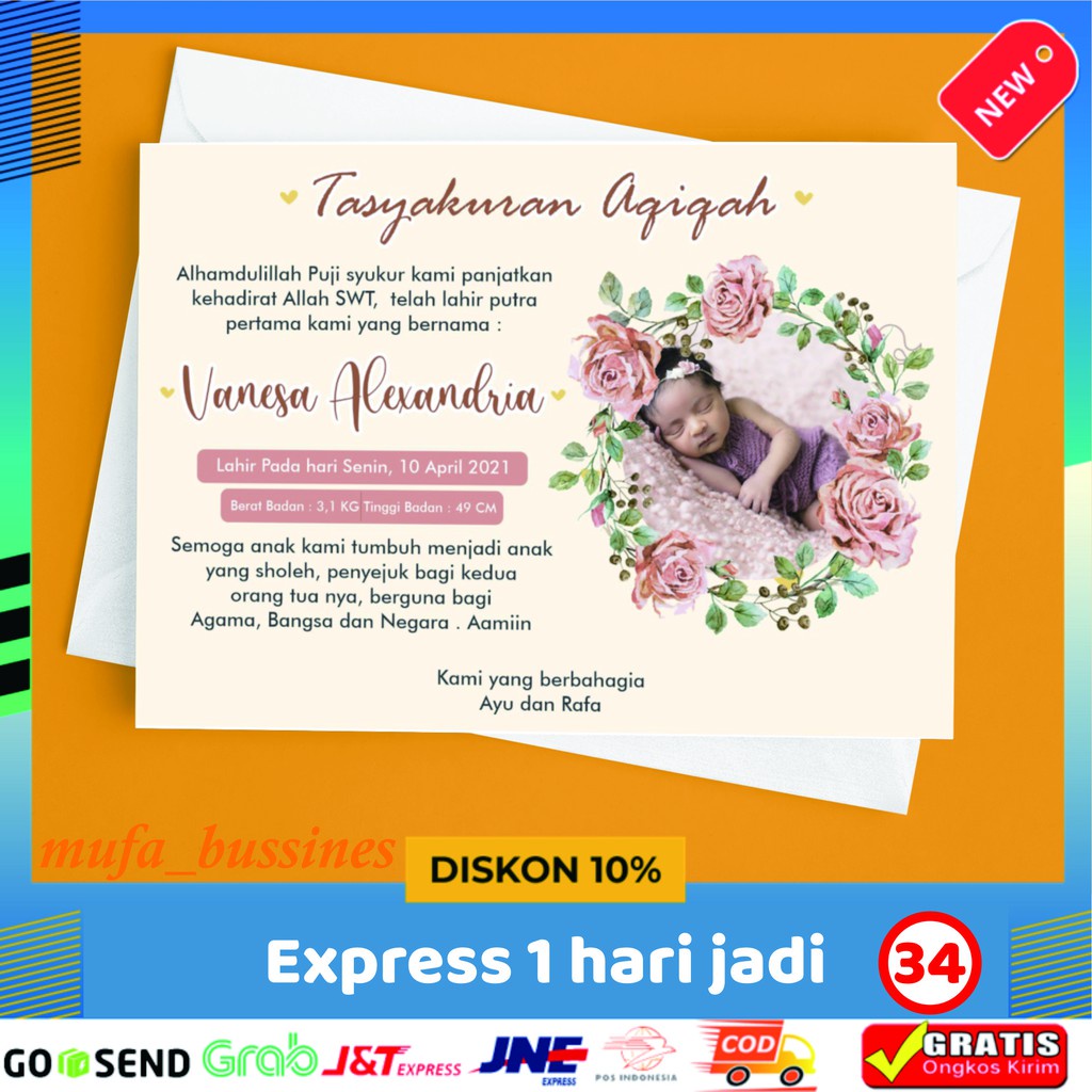 

Stiker Sticker Kartu Tasyakuran Bayi Aqiqah Tempel Syukuran Kelahiran Tedak Siten Cukur Rambut Bayi