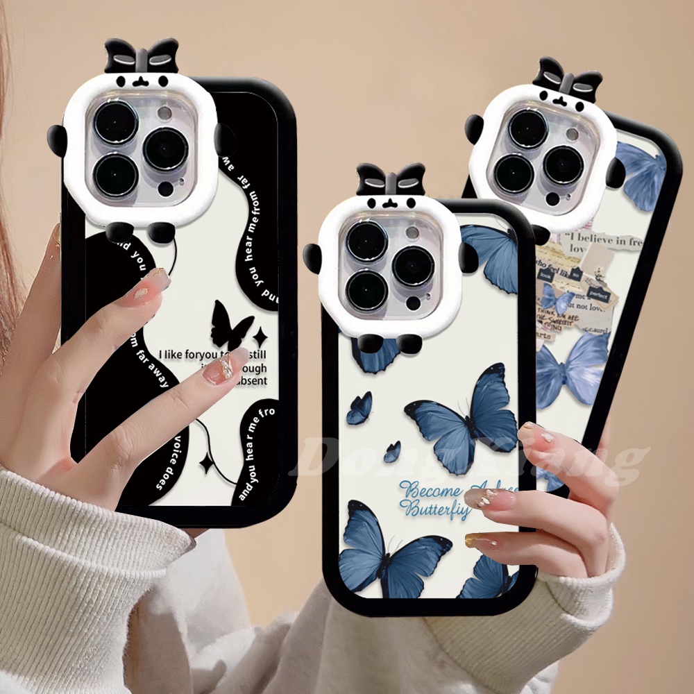 IPHONE Case Lensa Monster Kompatibel Untuk Iphone14 Pro Max IPhone13 Pro Max IPhone11 IPhone12 IPhoneXR XS 6 6S 78 Plus Se2020 Kupu Hidup Kupu Kupu Kupu Hitam Shockproof Case DGX